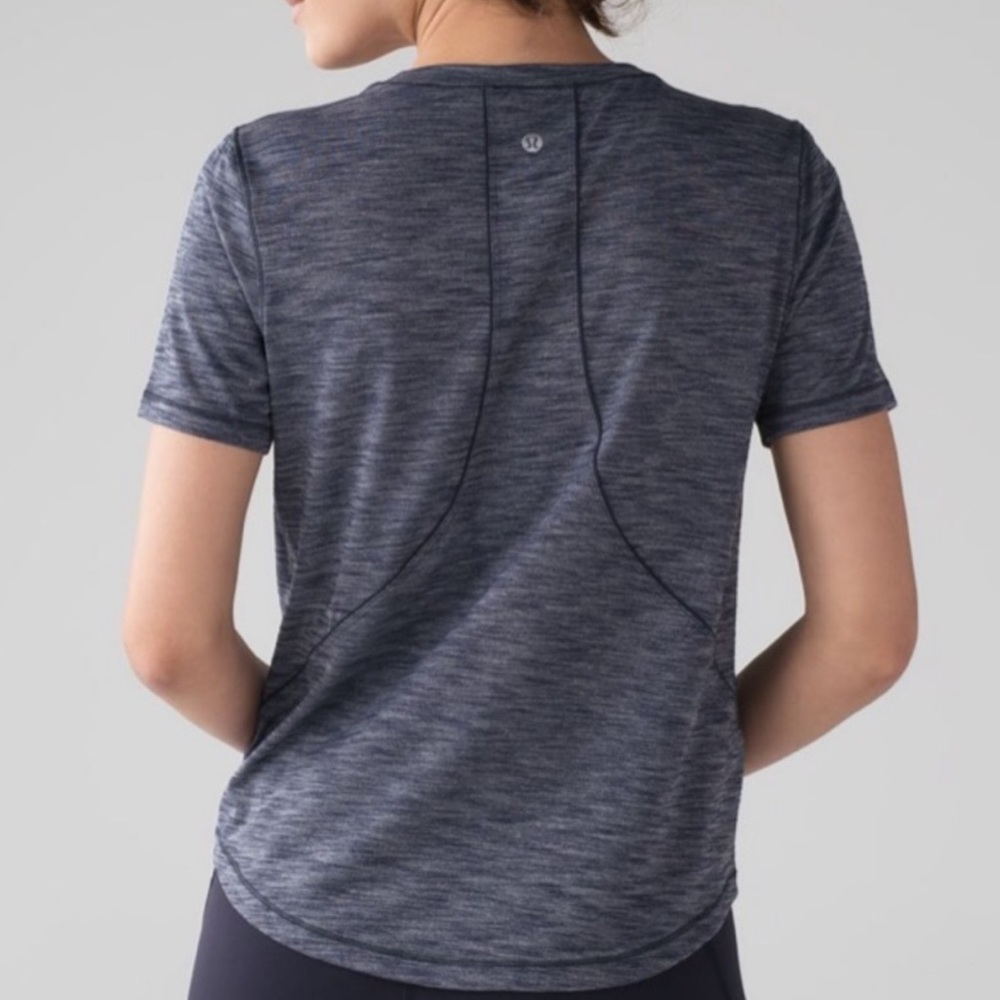Lululemon Long Distance Short Sleeve, Blue heathered